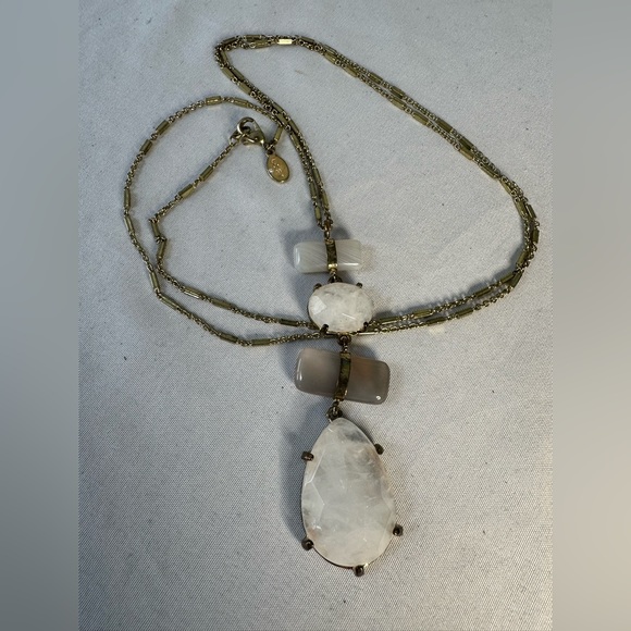 Long LOFT goldtone quartz crystal pendant necklace - Picture 3 of 6